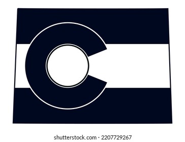 Map of the state of Colorado with its official flag. Map of the US state isolated on white background. Vector illustration