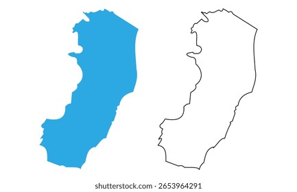 Mapa do estado do Espírito Santo, Brasil. Mapa com contorno detalhado e silhueta azul