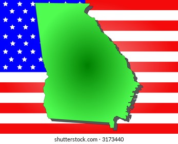 Map of the State of Georgia and American flag