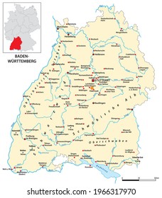 Map of the state of Baden-Württemberg in German language