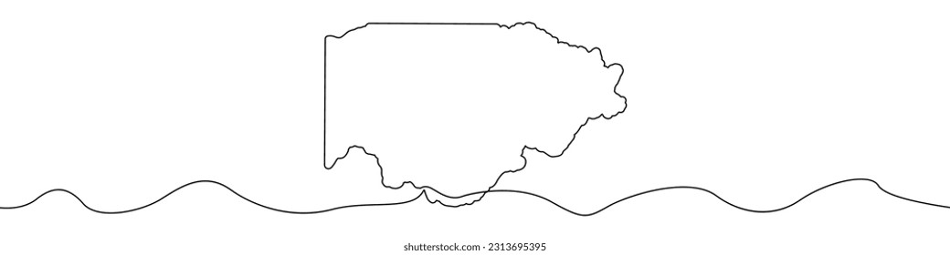 Map of the state of Illinois icon line continuous drawing vector. One line Map of the state of Illinois icon vector background. Map of the state of Illinois icon. Continuous outline of a Map of the st