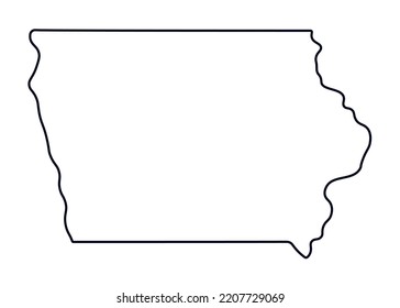 Map of the state of Iowa. Map of the US state isolated on white background. Vector illustration