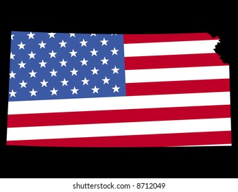 Map of the State of kansas and American flag