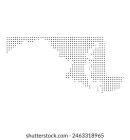 Map of the state of Maryland is shown in dots