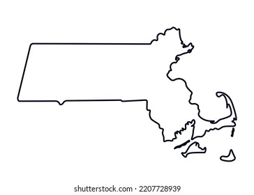 Map of the state of Massachusetts. Map of the US state isolated on white background. Vector illustration