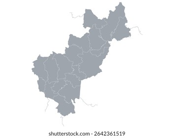 Mapa do estado de Querétaro no México com divisões políticas por municípios, pronto para infográficos