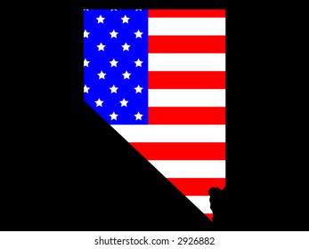 Map of the State of Nevada and American flag