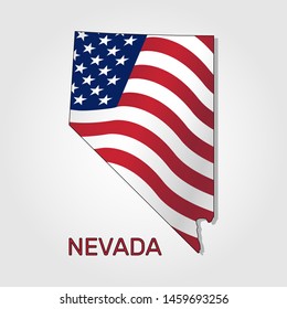 Map of the state of Nevada in combination with a waving the flag of the United States - Vector