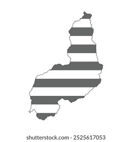 Map of the Piauí state with its official flag in white and black color isolated on white background. Vector illustration