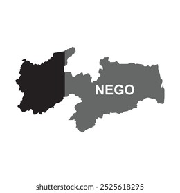 Mapa del estado de Paraíba con su bandera oficial en color blanco y negro aislado sobre fondo blanco. Ilustración vectorial