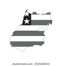Karte des Staates Goiás mit seiner offiziellen Flagge in weiß und schwarz, einzeln auf weißem Hintergrund. Vektorgrafik
