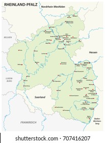 Map of the state of Rhineland-Palatinate map in german language