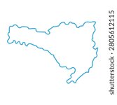 Map of the state of Santana Cataria, Brazil. Minimal Blue Contour on White Background