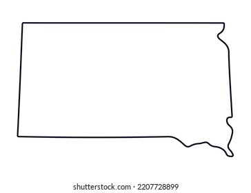 Mapa del estado de Dakota del Sur. Mapa del estado estadounidense aislado en un fondo blanco. Ilustración del vector