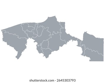 Map of the State of Tabasco with political division, in Mexico