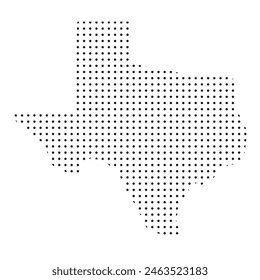 Map of the state of Texas is shown in dots