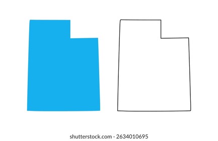 Mapa del estado de Utah, Estados Unidos. Mapa con contornos detallados y siluetas azules	