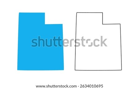 Map of the state of Utah, United States. Map with detailed outlines and blue silhouettes	