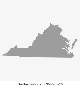 Map  state of Virginia in gray on a white background