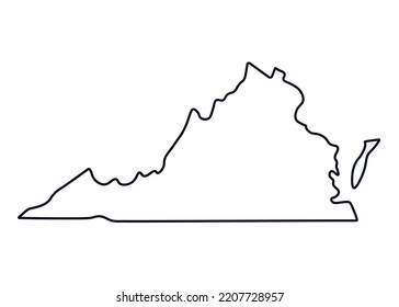 Karte des Zustands von Virginia. Karte des US-Bundesstaates einzeln auf weißem Hintergrund. Vektorgrafik