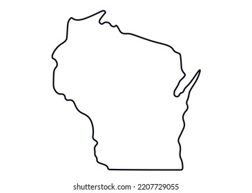 Mapa del estado de Wisconsin. Mapa del estado estadounidense aislado en un fondo blanco. Ilustración del vector