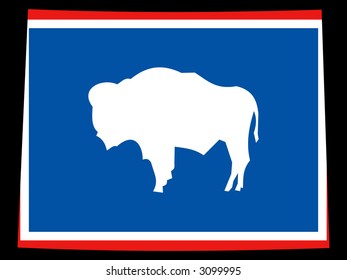 Map of the State of wyoming and their flag