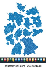 Map states of Germany with borders