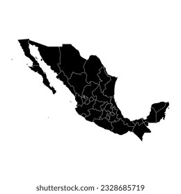 Mapa de los estados de México. Ilustración vectorial.