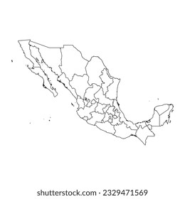 Map of the states of Mexico. Vector illustration.