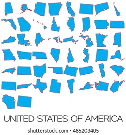 A Map of the the states in Red and Blue