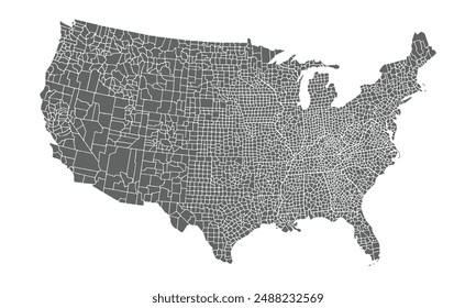 Mapa de los estados en los Estados Unidos aislado sobre fondo blanco. para diseños de Sitio web, fondo, educación, preciso, personalizable, Viajes por todo el mundo, fondo de silueta de mapa, geografía terrestre