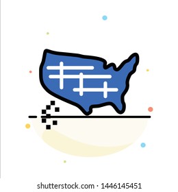 Map, States, United, Usa Abstract Flat Color Icon Template