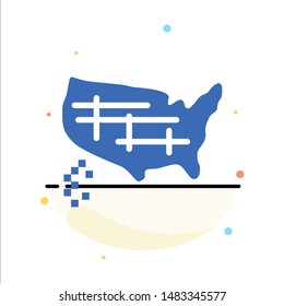 Map, States, United, Usa Abstract Flat Color Icon Template