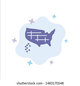 Map, States, United, Usa Blue Icon on Abstract Cloud Background