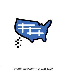 Map, States, United, Usa  Flat Color Icon. Vector icon banner Template
