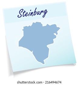 Map of Steinburg as sticky note in blue