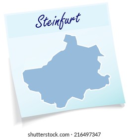Map of Steinfurt as sticky note in blue