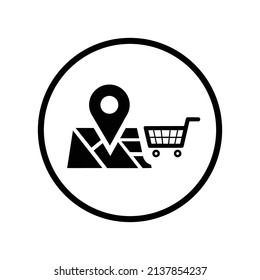 Map, Store location icon. Black vector illustration.