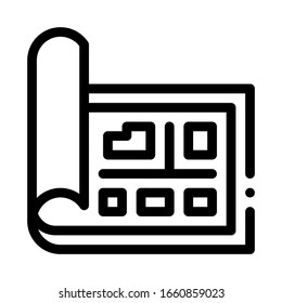 Map Street Plan Cartography Icon Thin Line Vector. Map With Buildings Location And Avenue, Geography Object Concept Linear Pictogram. Monochrome Outline Sign Isolated Contour Symbol Illustration
