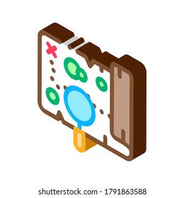 Map Street Plan Cartography Icon Vector. Isometric Map With Buildings Location And Avenue, Geography Object sign. color isolated symbol illustration
