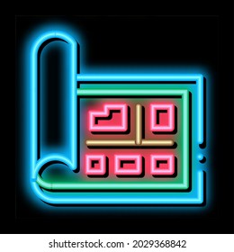 Map Street Plan Cartography neon light sign vector. Glowing bright icon Map With Buildings Location And Avenue, Geography Object sign. transparent symbol illustration