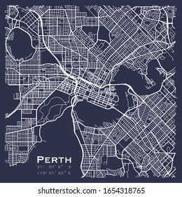 Map Of Streets Of Perth, Western Australia, Australia In Vector