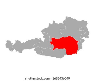 Map of Styria in Austria on white