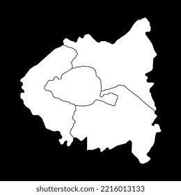 Map of Subdivisions of The Departements De Paris, Des Hauts-de-Seine, Seine-Saint-Denis et Du Val-de-Marne, France. Vector illustration.