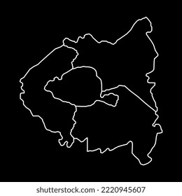 Map of Subdivisions of The Departements De Paris, Des Hauts-de-Seine, Seine-Saint-Denis et Du Val-de-Marne, France. Vector illustration.