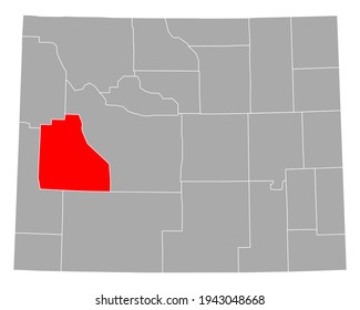 Map of Sublette in Wyoming on white