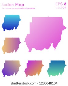 Map of Sudan with beautiful gradients. Alluring set of Sudan maps. Valuable vector illustration.