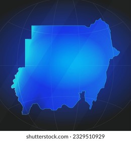 Map of Sudan in blue color. Template for website, annual report, news, infographics. Vector Illustration 