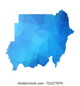 Map of Sudan - Blue Geometric Rumpled Triangular, Polygonal Design For yours. Vector illustration eps 10.