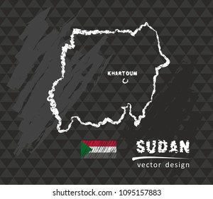 Map of Sudan, Chalk sketch vector illustration